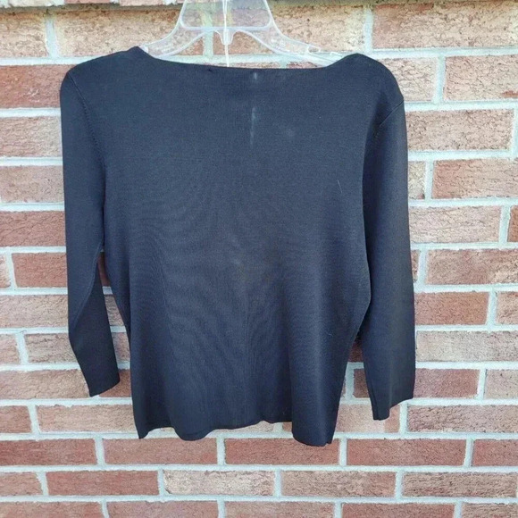Vintage Talbots Sweater Women's Small Black Square Neck Silk Blend Ballet Core - Picture 2 of 7